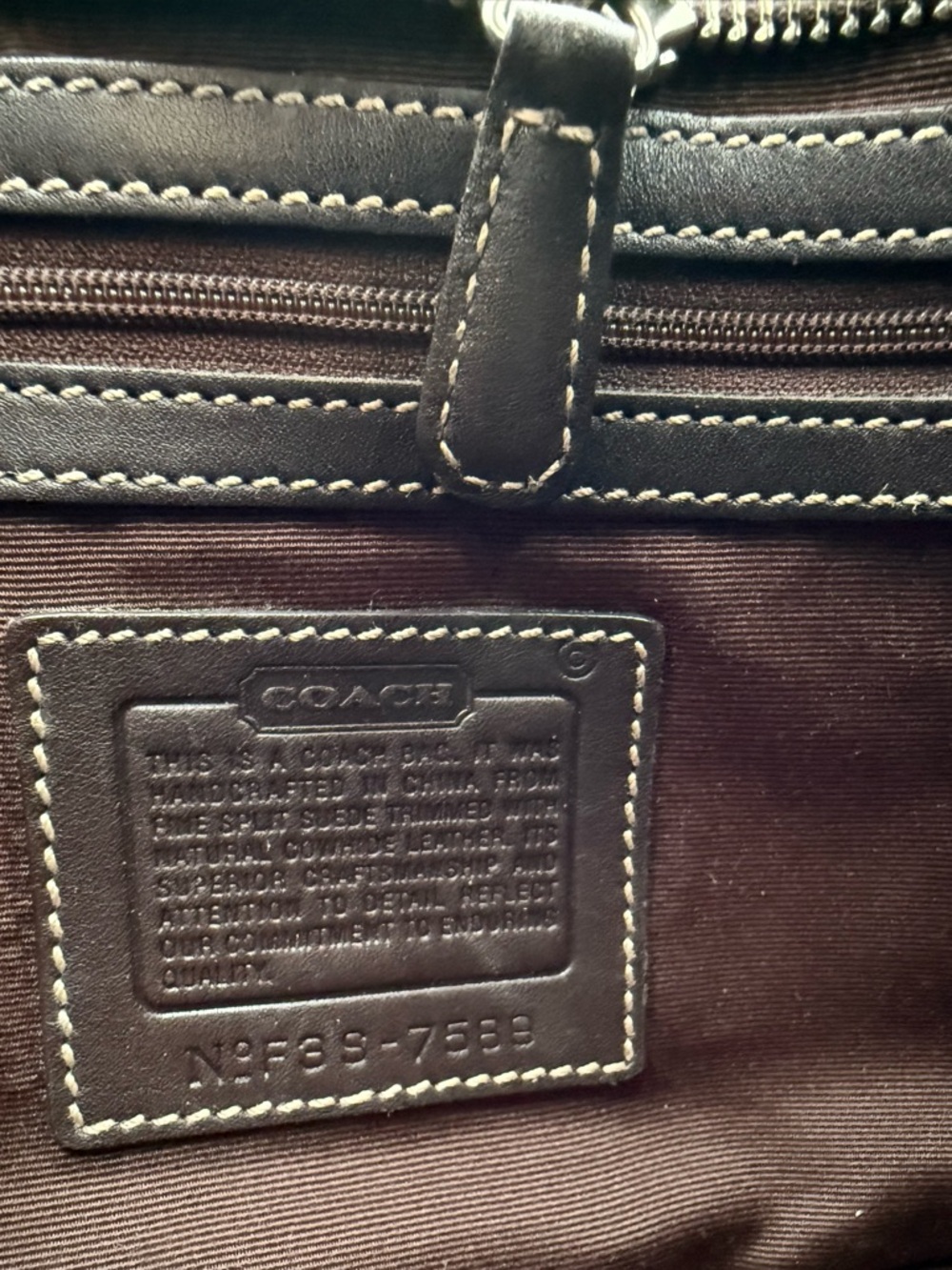 Vintage Y2K Chocolate Brown Leather and Suede Coach Shoulder Bag - Picture 4 of 4